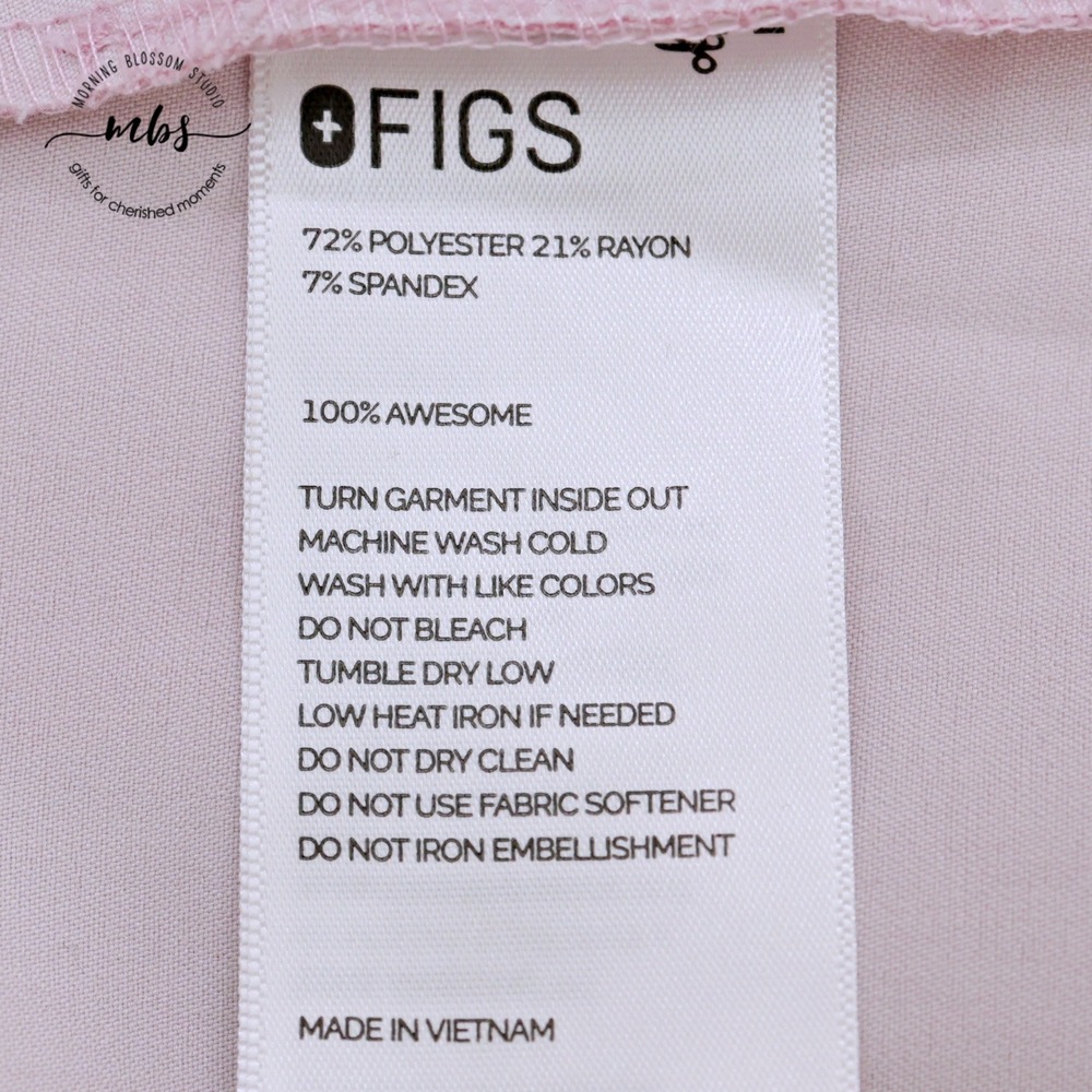 FIGS V-Neck Tie Dye Cloud Wash Single Pocket Scrub Top Pink Women S - Picture 6 of 11